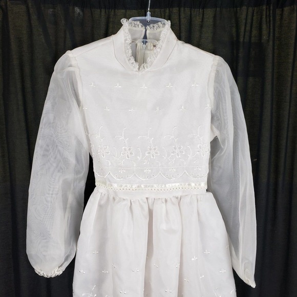 Vintage Merry Girl Party Dress Communion Flower Girl Princess Girls sz 7 8 Twirl - Picture 2 of 8